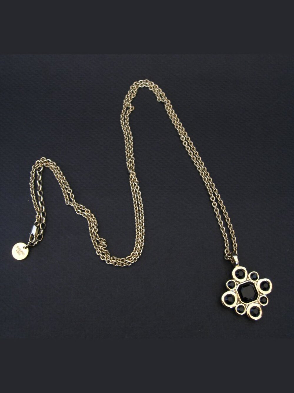 Dyrberg/Kern Moriana Swarovski crystal necklace in Jet/Gold